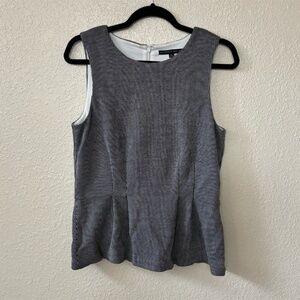 Antonio Melani Black & White Striped Peplum Sleeveless Top Size Medium